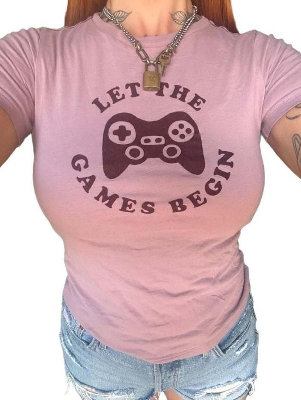 Dip Graphic Tee Size L (12-14) Purple Let The Games Begin
